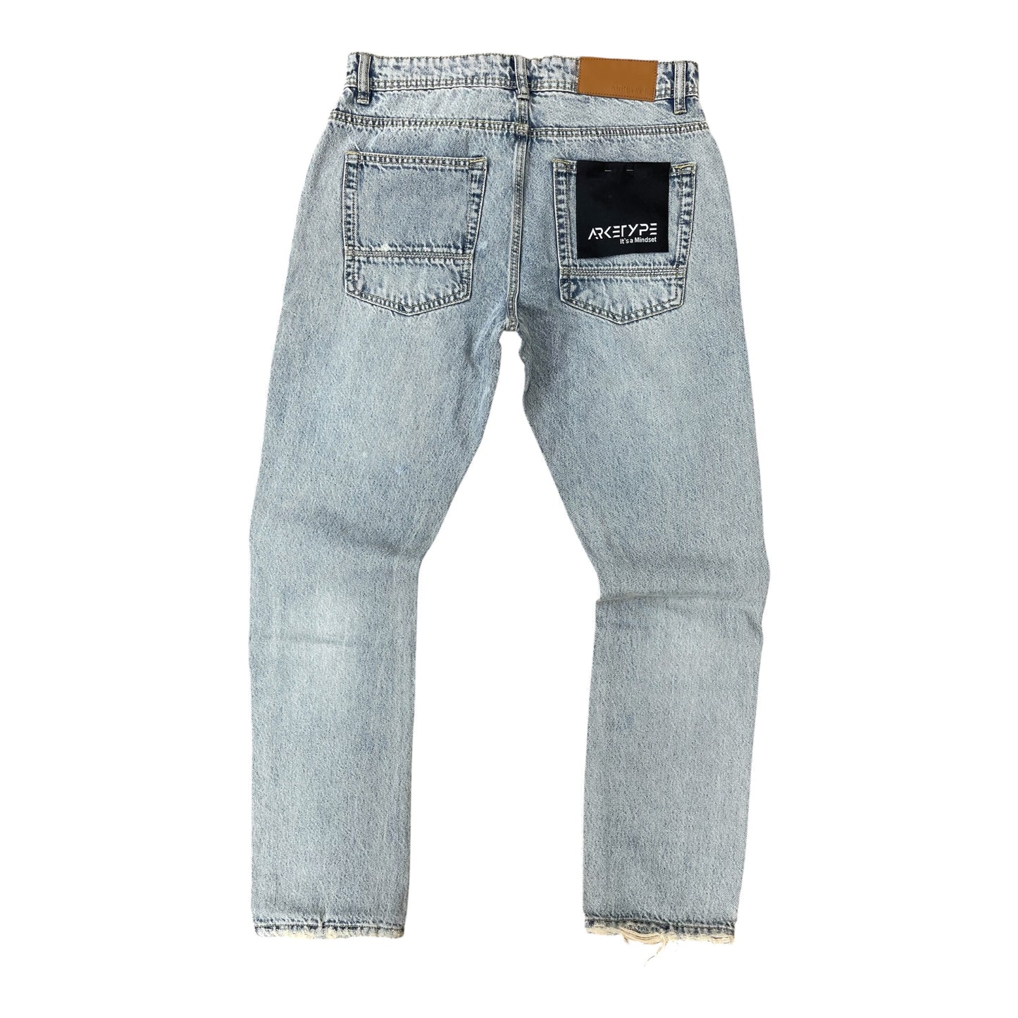 WH-P624 - Vintage Ripped Rigid Straight-Fit Non-Stretch Jeans