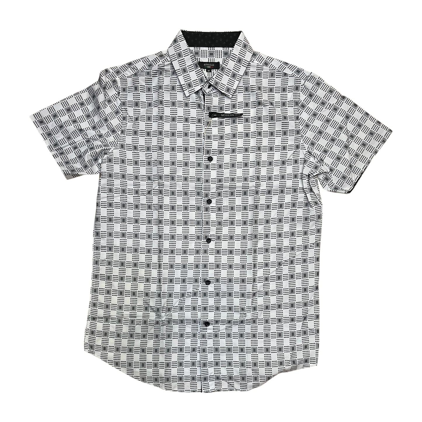 RS2239 - Monochromatic Patterned Modern Fit Short Sleeve Button Down Shirt