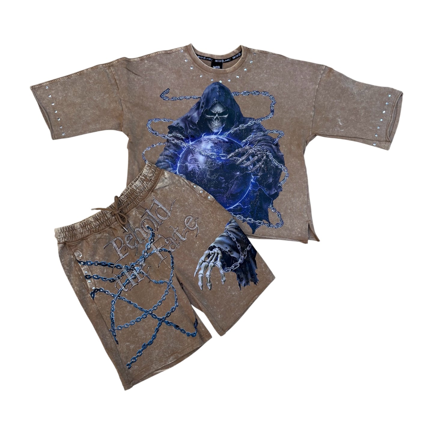SM6952 - Behold with Rhinestones Cropped Shirt, Shorts SET