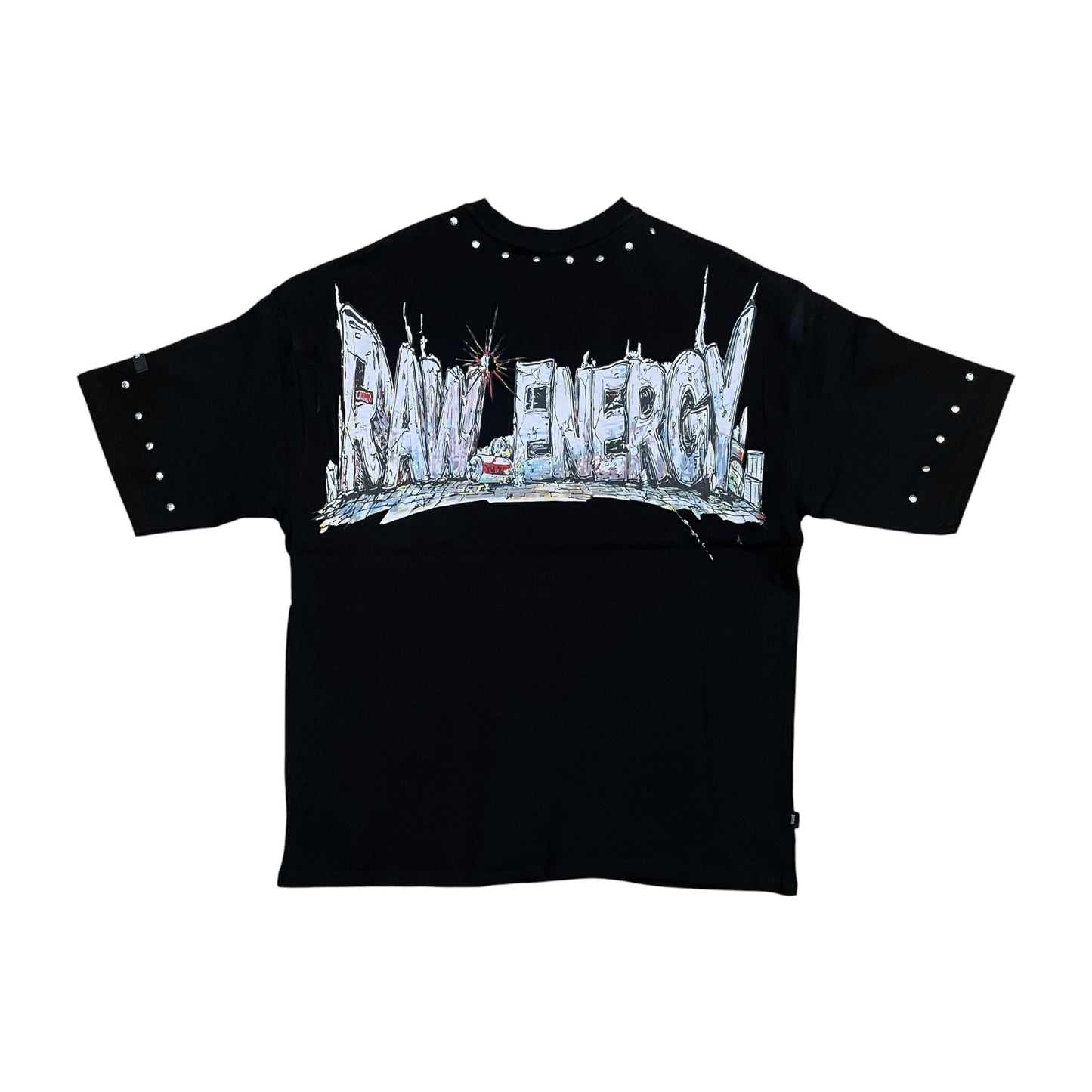 SM6129 - Raw Energy with Studs Boxy Graphic T-Shirt