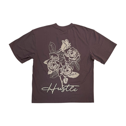 610-11122 - Hustle Embroidered Oversized Graphic T-Shirt