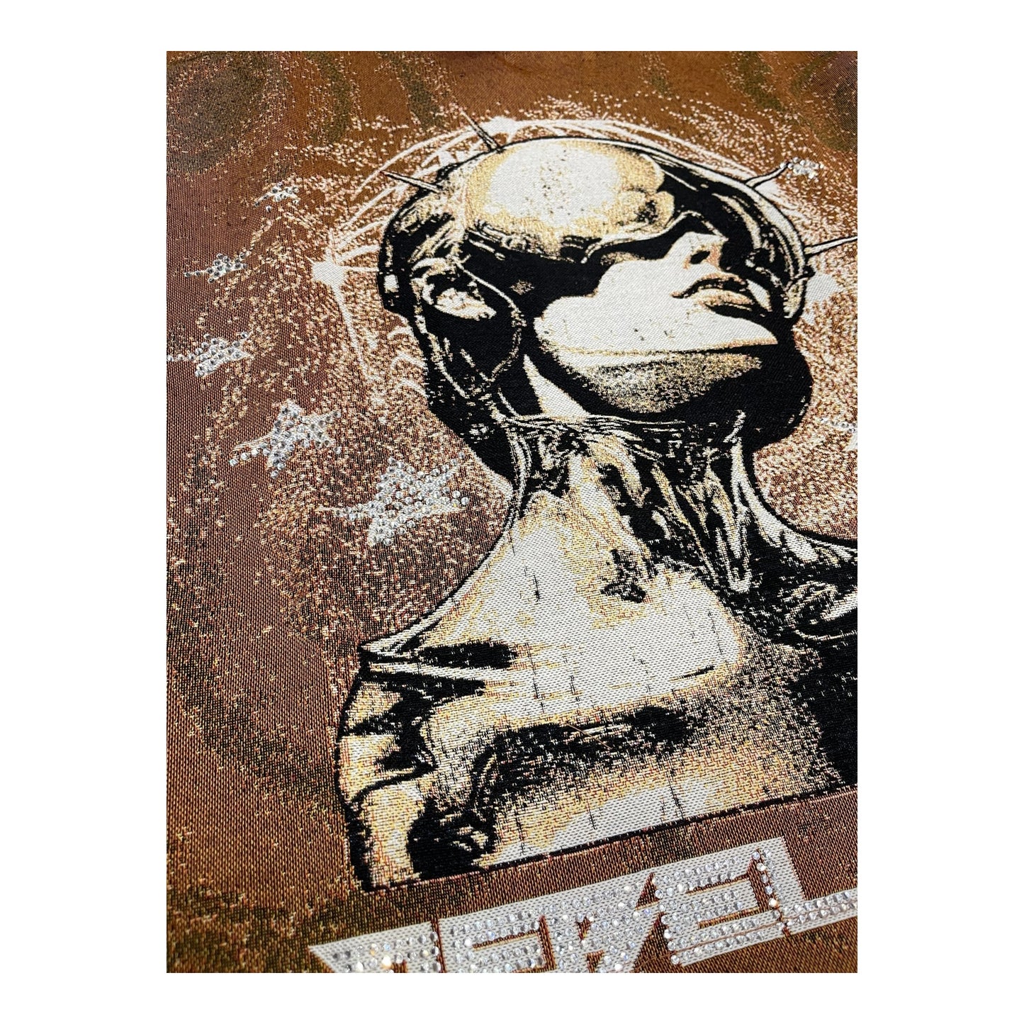 152-340 - REBEL TOUR Rhinestone Tapestry Cropped Fleece Hoodie