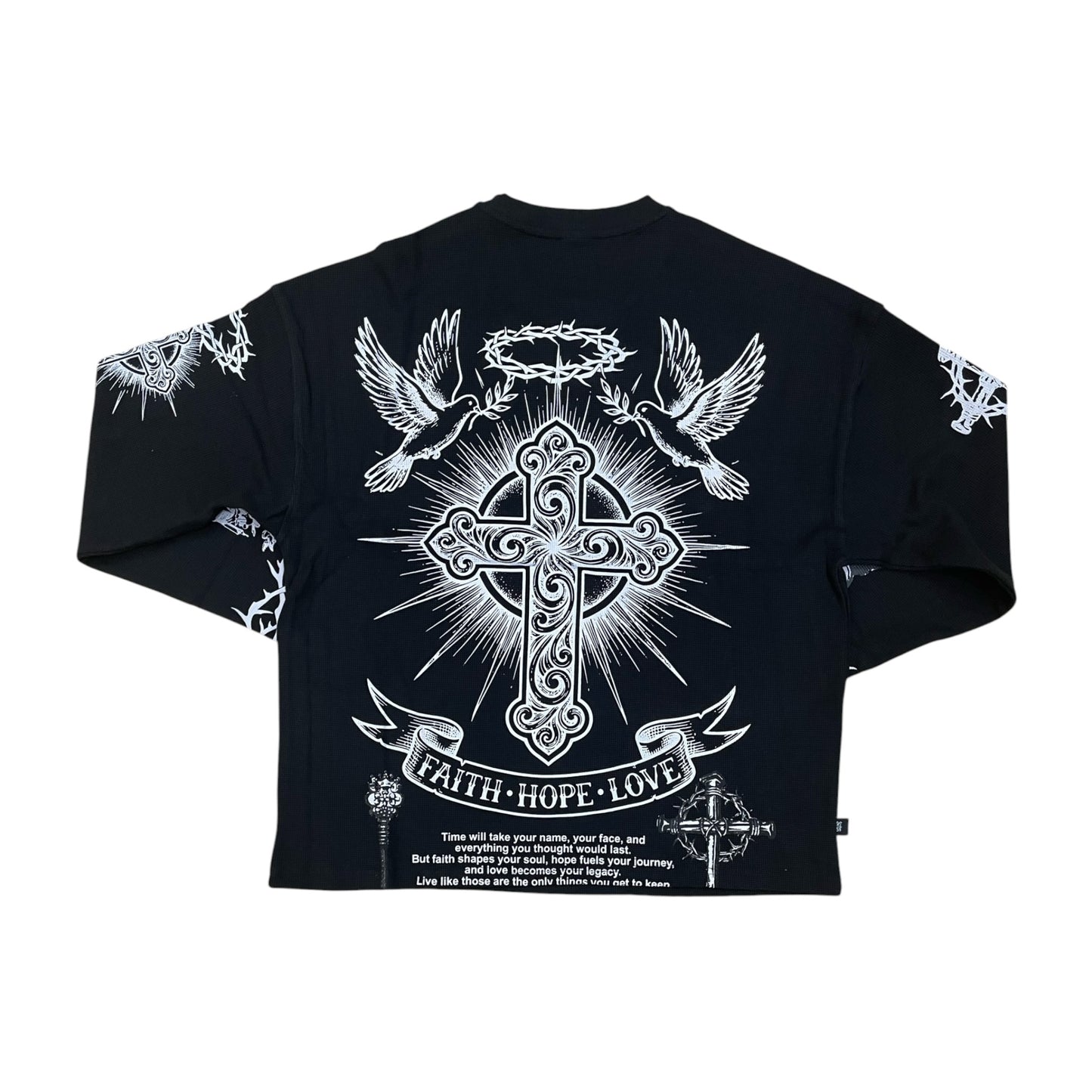 WH-SW6055 - Memento Mori Graphic Crew Neck Long Sleeve T-Shirt