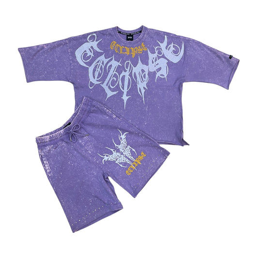 SM6998 - Eclipse with Rhinestones Cropped Shirt, Shorts SET