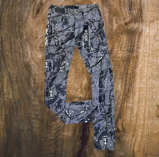 KNB3273 - Flare Snap Cargo Camo Pants