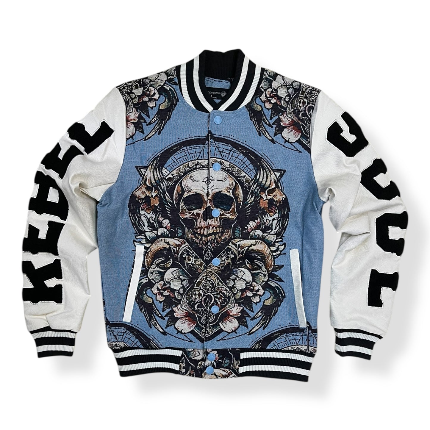 DF5503 - Rebel Soul Tapestry Graphic Varsity Jacket
