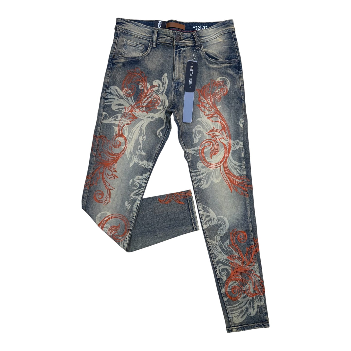 P614 - Victory Baroque Style Slim-Fit Stretch Jeans