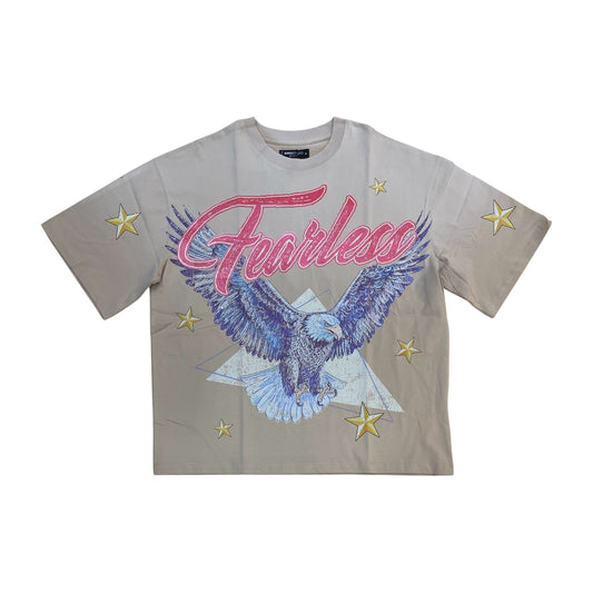 WH-RK1482093 - Fearless Faded with Rhinestones Boxy Graphic T-Shirt