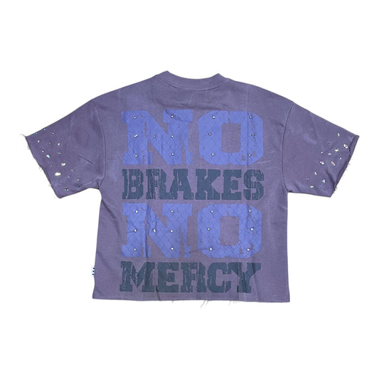 T1443 - Crew with Rhinestones Cropped Top T-Shirt