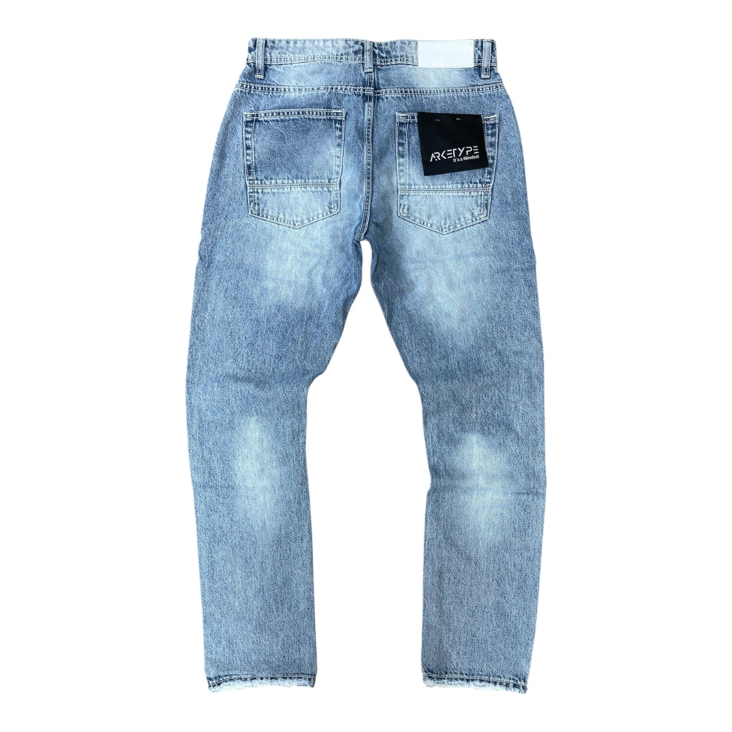 WH-P624 - Vintage Ripped Rigid Straight-Fit Non-Stretch Jeans