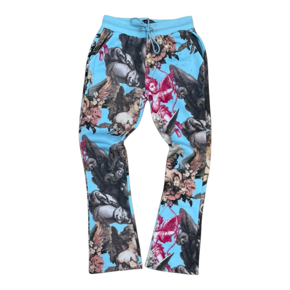 FB3615 - Angels Digital Print With Rhinestone Stacked Flared Pants