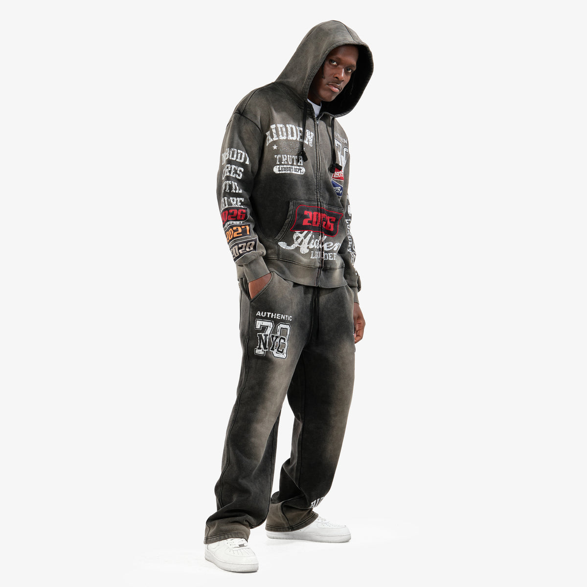 WH-631019 - Hidden Truth Pull Zip Fleece Set w/Straight Pants