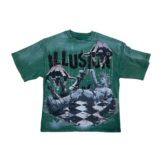 WH-T2685 - Illusion with Rhinestone Boxy Graphic T-Shirt