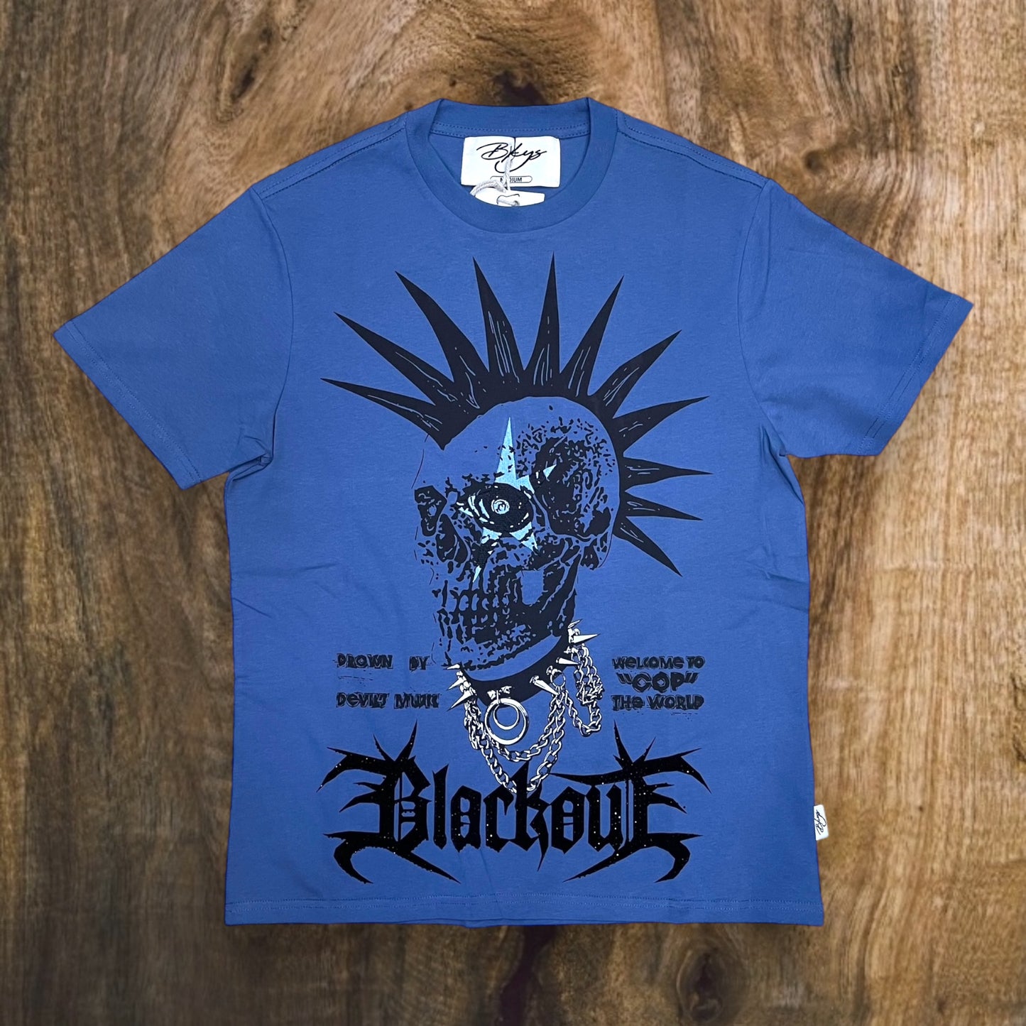 T1118 - Black Out Oversized T-Shirt (Vintage Blue)