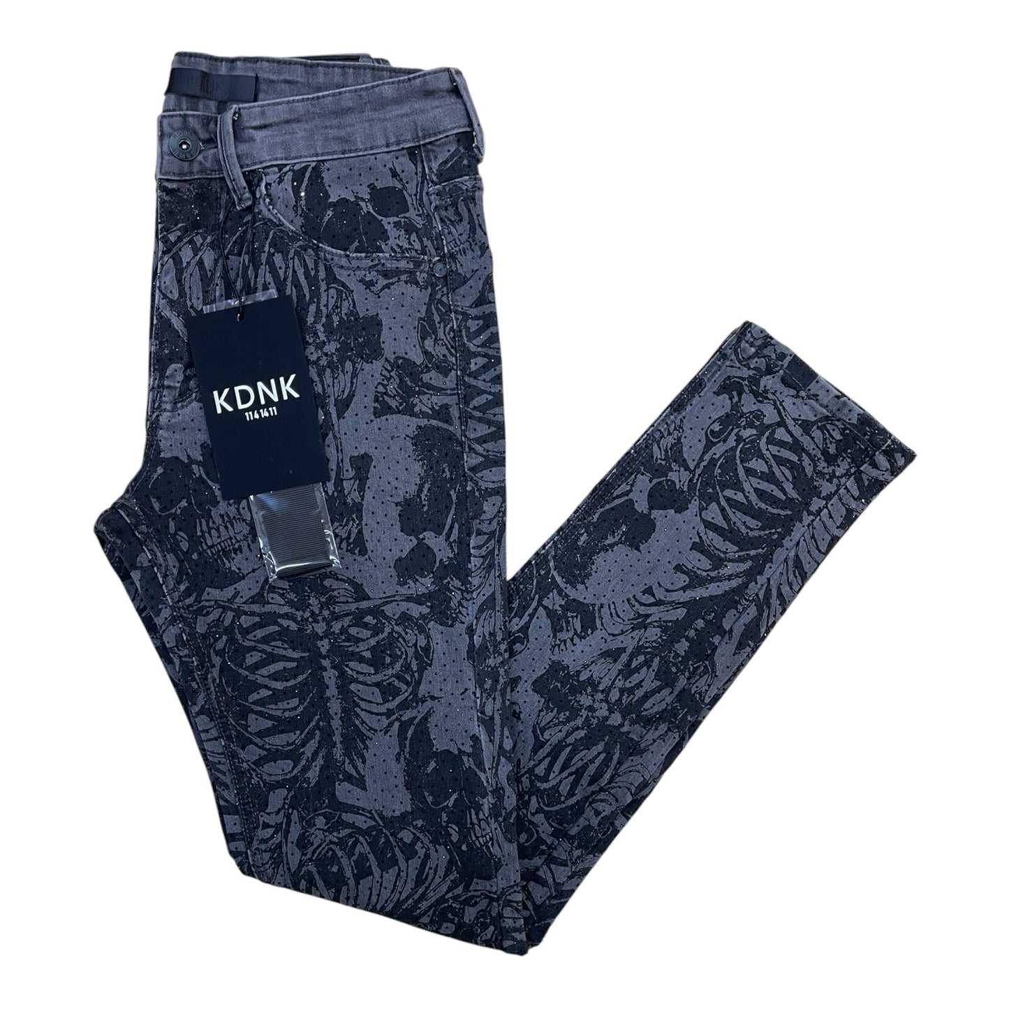 WH-KND4960 - Skeleton Rhinestone Skinny Fit Stretch Jeans