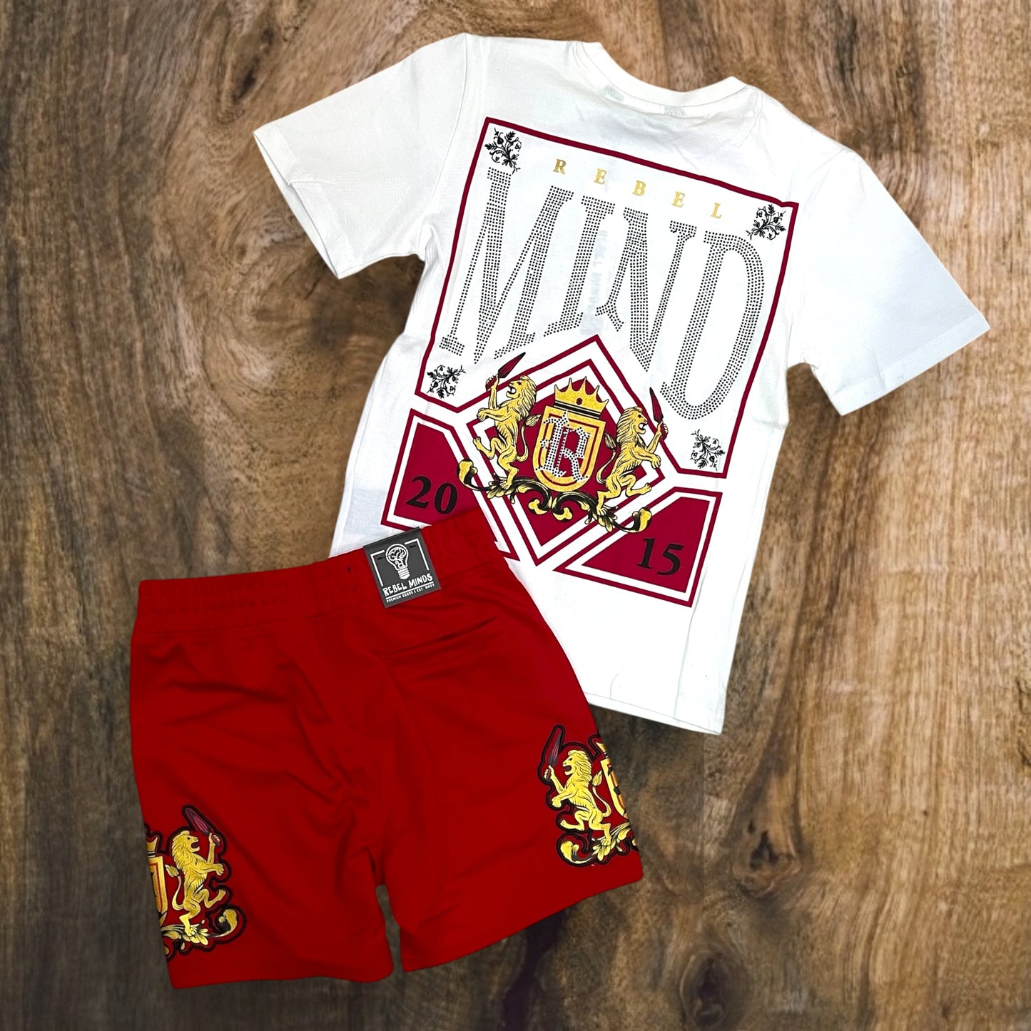 851-B151 - Boy's/Kid's Rebel Mind Rhinestone Shorts Set