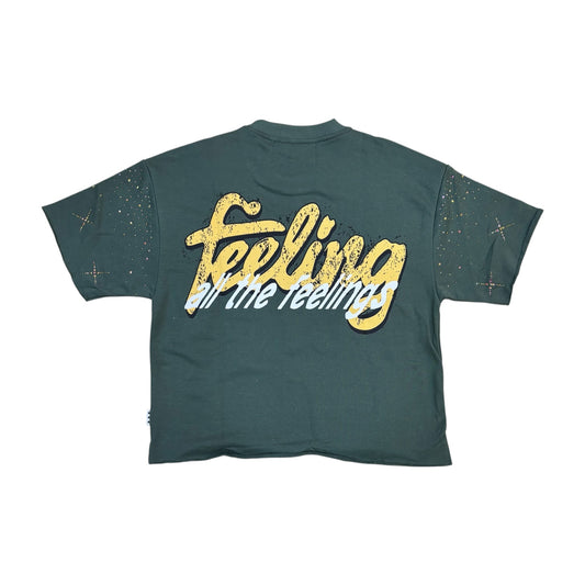 WH-T1500 - Feelings with Rhinestones Cropped Top T-Shirt