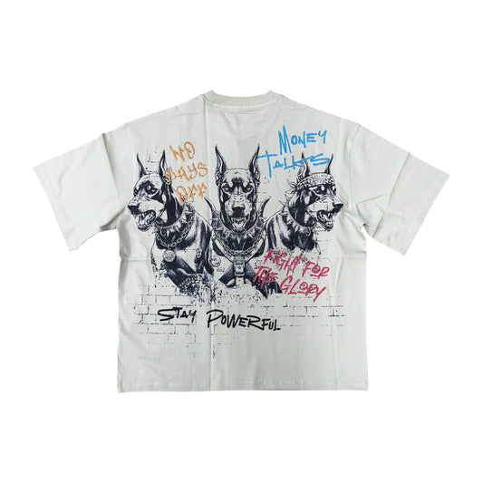 WH-RK1482189 - Fear with Rhinestones Boxy Graphic T-Shirt