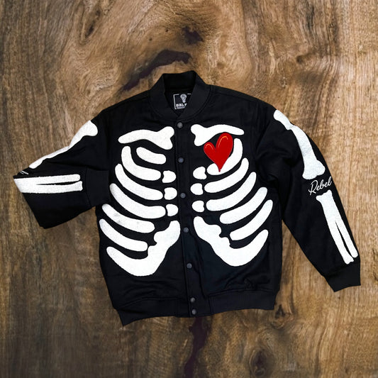 142-531 - Skeleton Melton Jacket (Black)