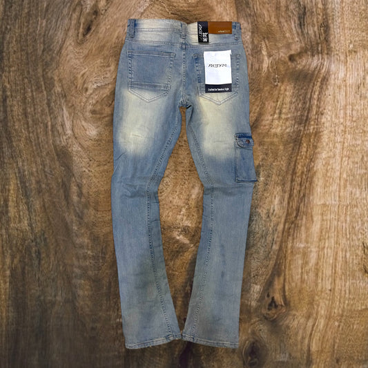 P535 - Cargo & Panel Stretch Stacked Flare Jeans