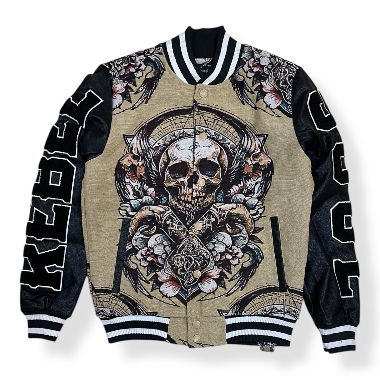 DF5503 - Rebel Soul Tapestry Graphic Varsity Jacket