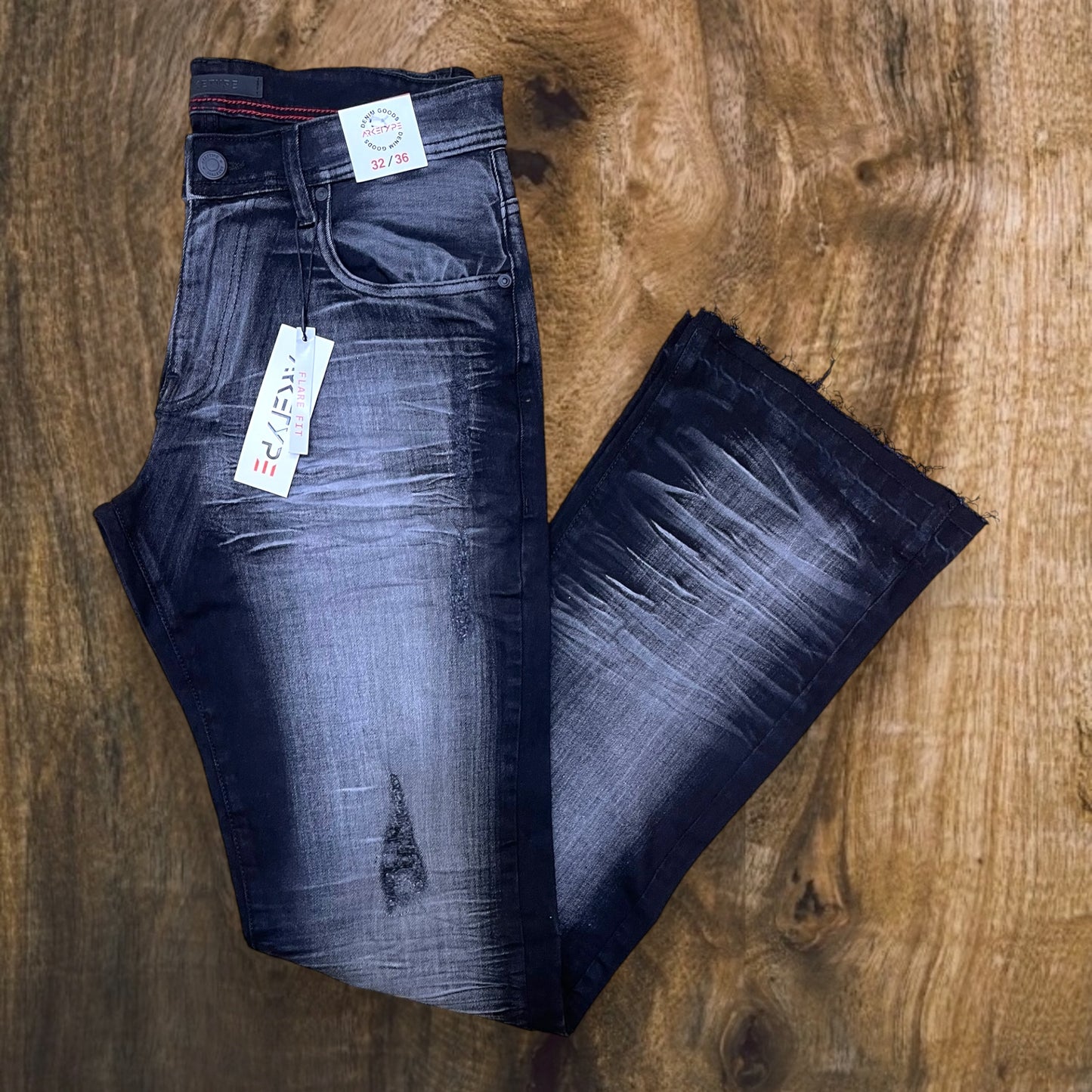 P538 - Double Whisker Stretch Stacked Flared Jeans