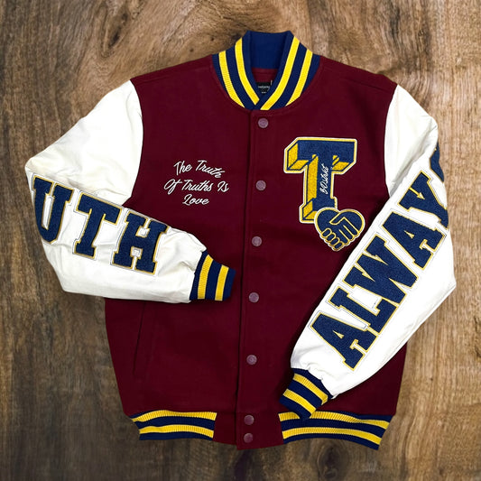 DF5401 - The Truth of Truths is Love Varsity Jacket (Burgundy)
