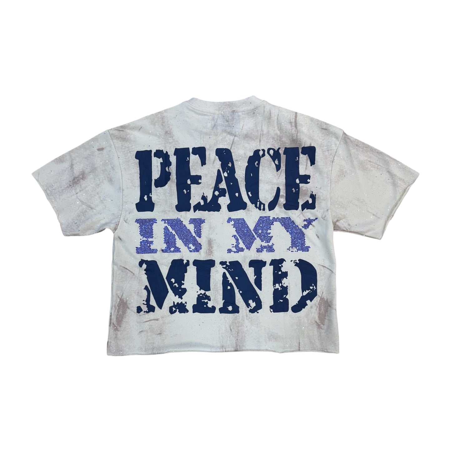 WH-T1458 - Peace with Rhinestones Cropped Top T-Shirt