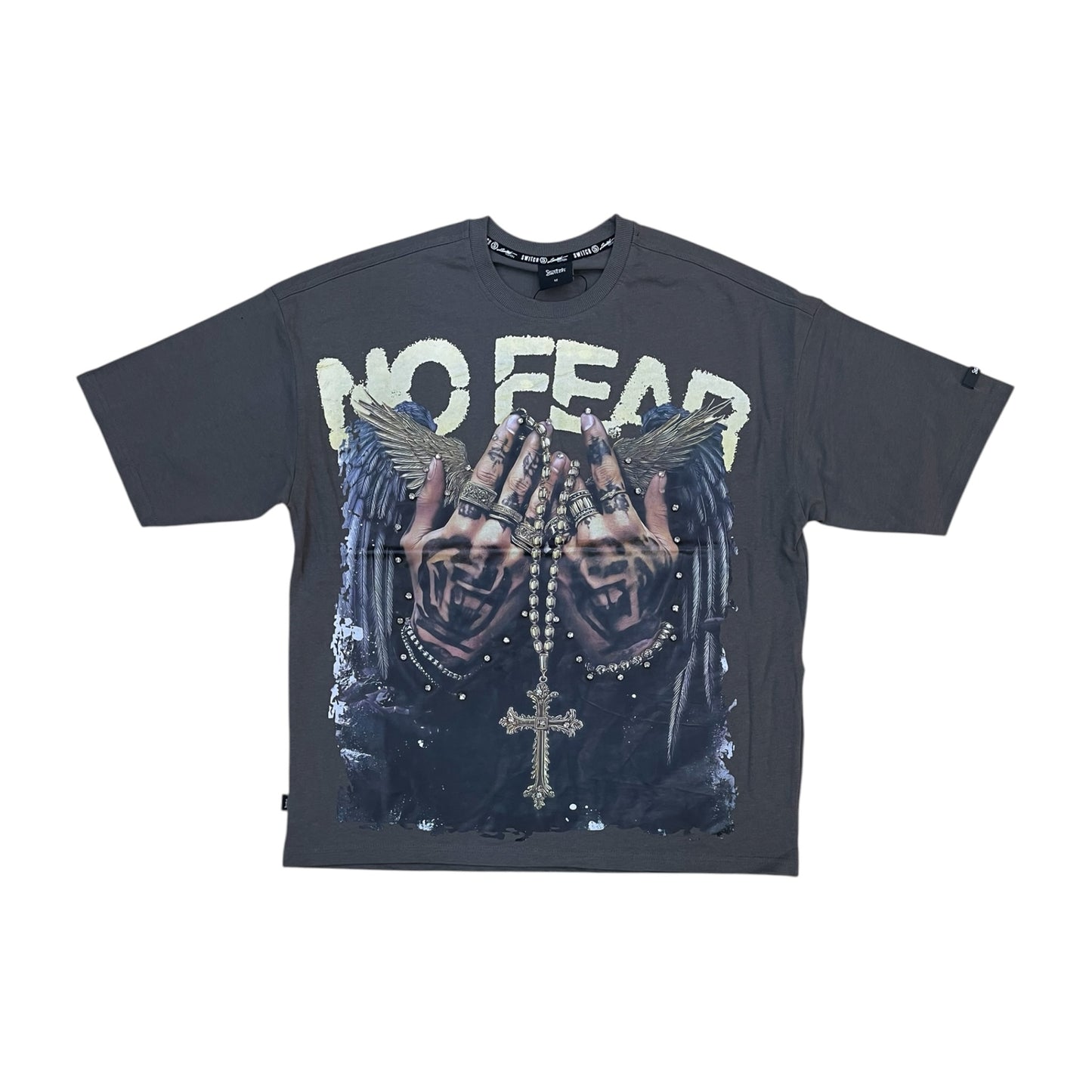 WH-SW6156 - No Fear with Studs Boxy Graphic T-Shirt