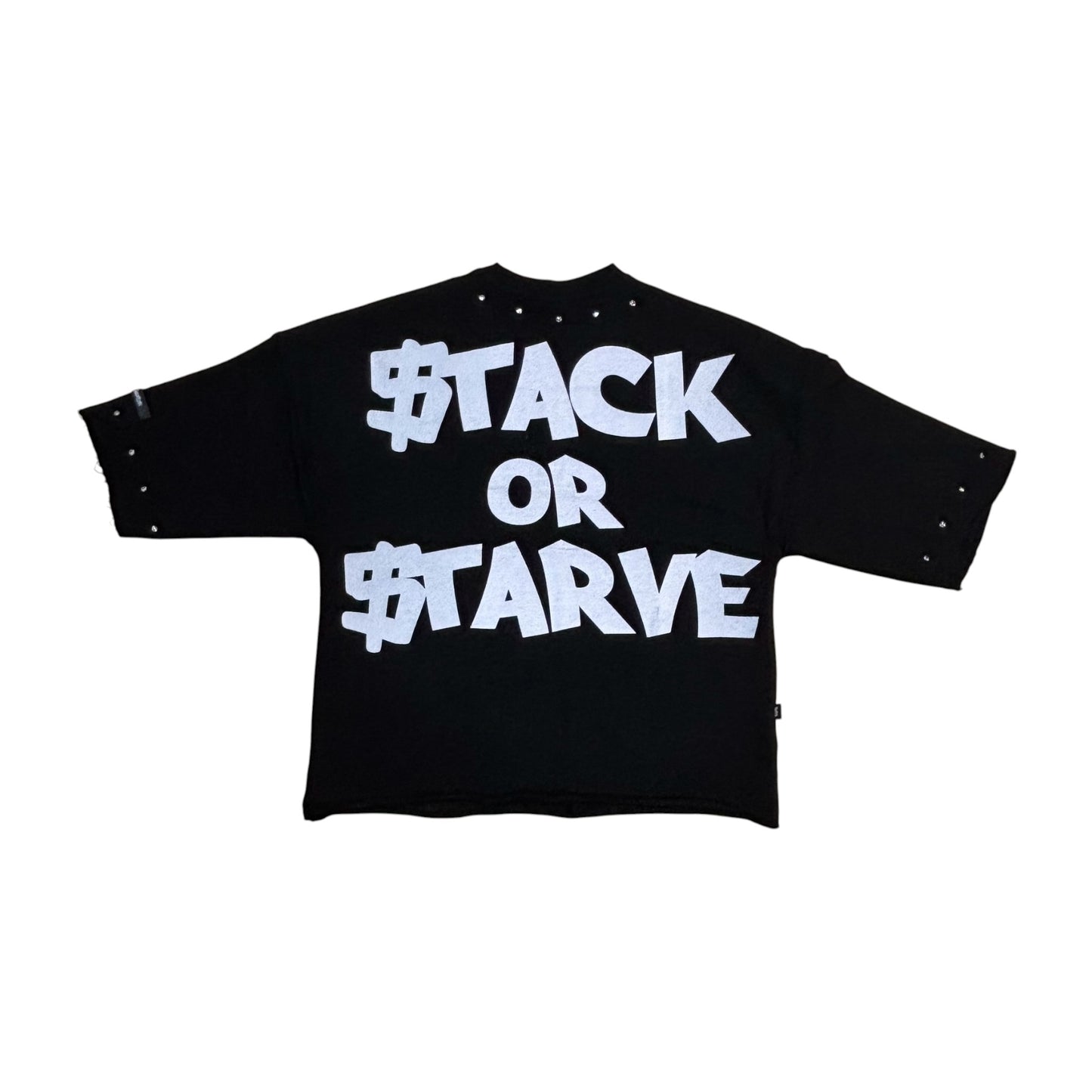 WH-SW6152 - Stacks with Studs Cropped Top Graphic T-Shirt