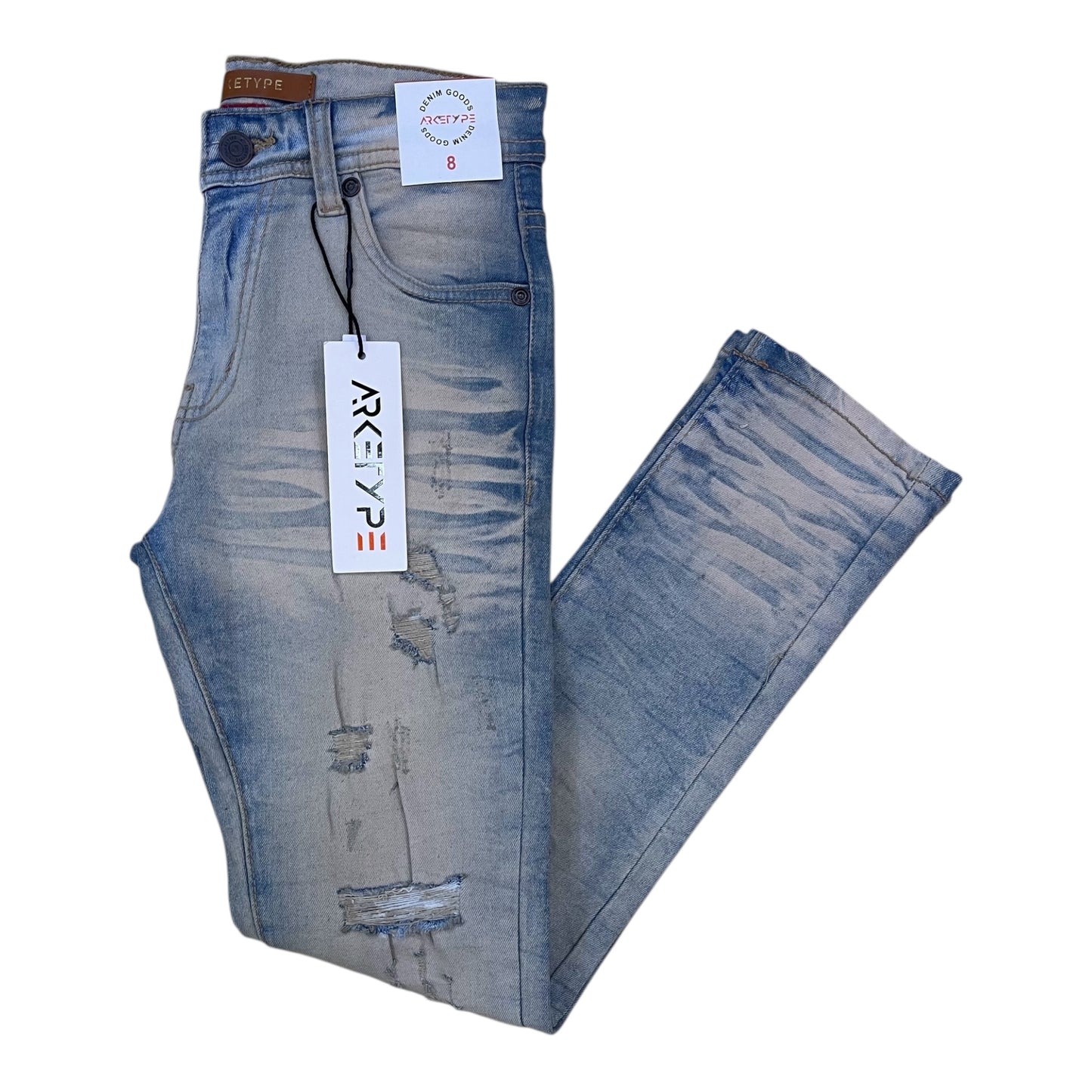 P555K - Boy's/Kids Dakota Rip & Repair Slim-Fit Stretch Jeans
