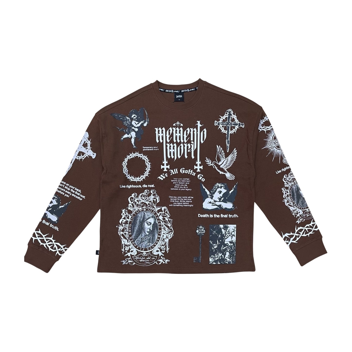 WH-SW6055 - Memento Mori Graphic Crew Neck Long Sleeve T-Shirt