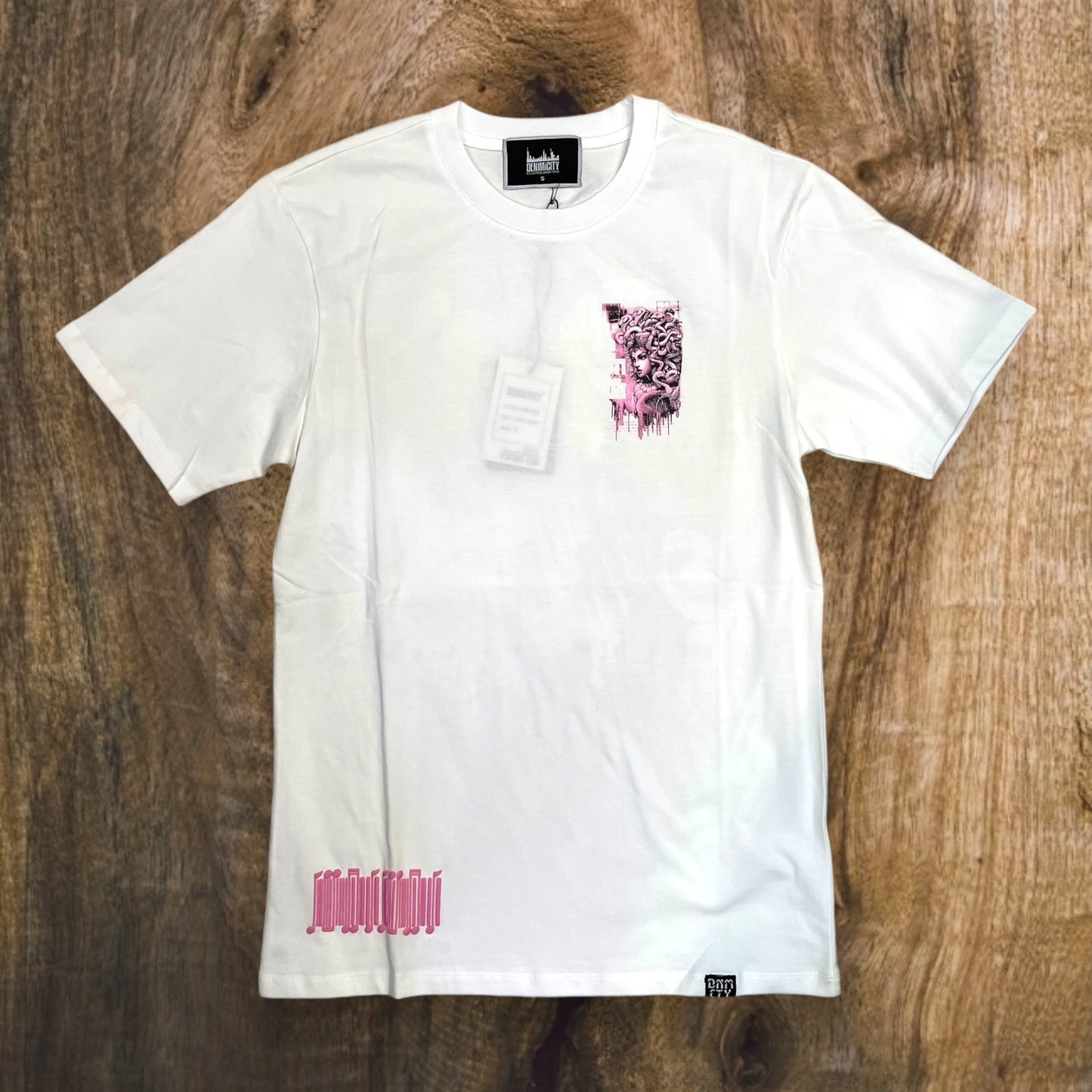 DNM-2401 - Medusa Puff Print T-Shirt (White+Pink)