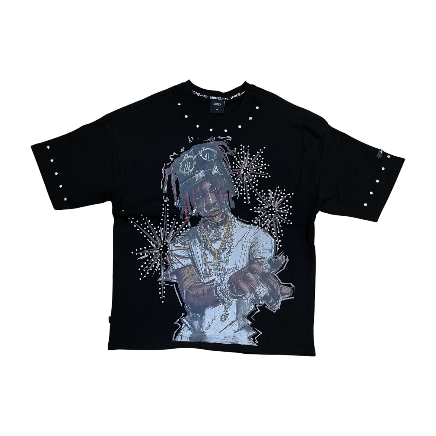 SM6129 - Raw Energy with Studs Boxy Graphic T-Shirt