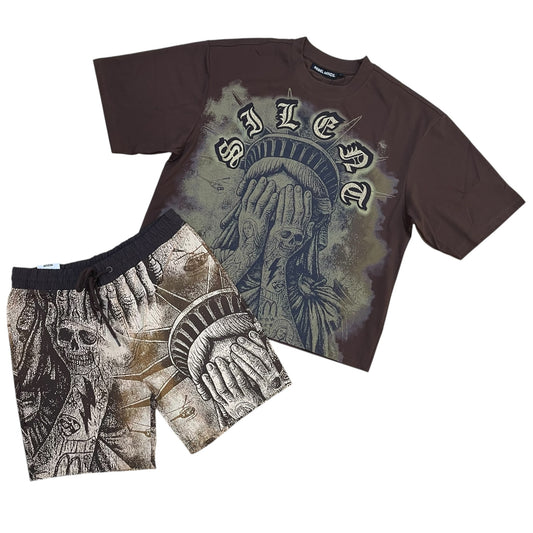 610-11117 - Weeping Liberty Cropped Shirt, Shorts SET