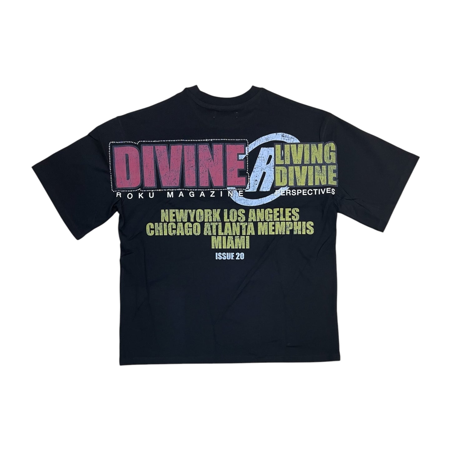 WH-RK1482013 - Living Divine with Rhinestones Boxy Graphic T-Shirt