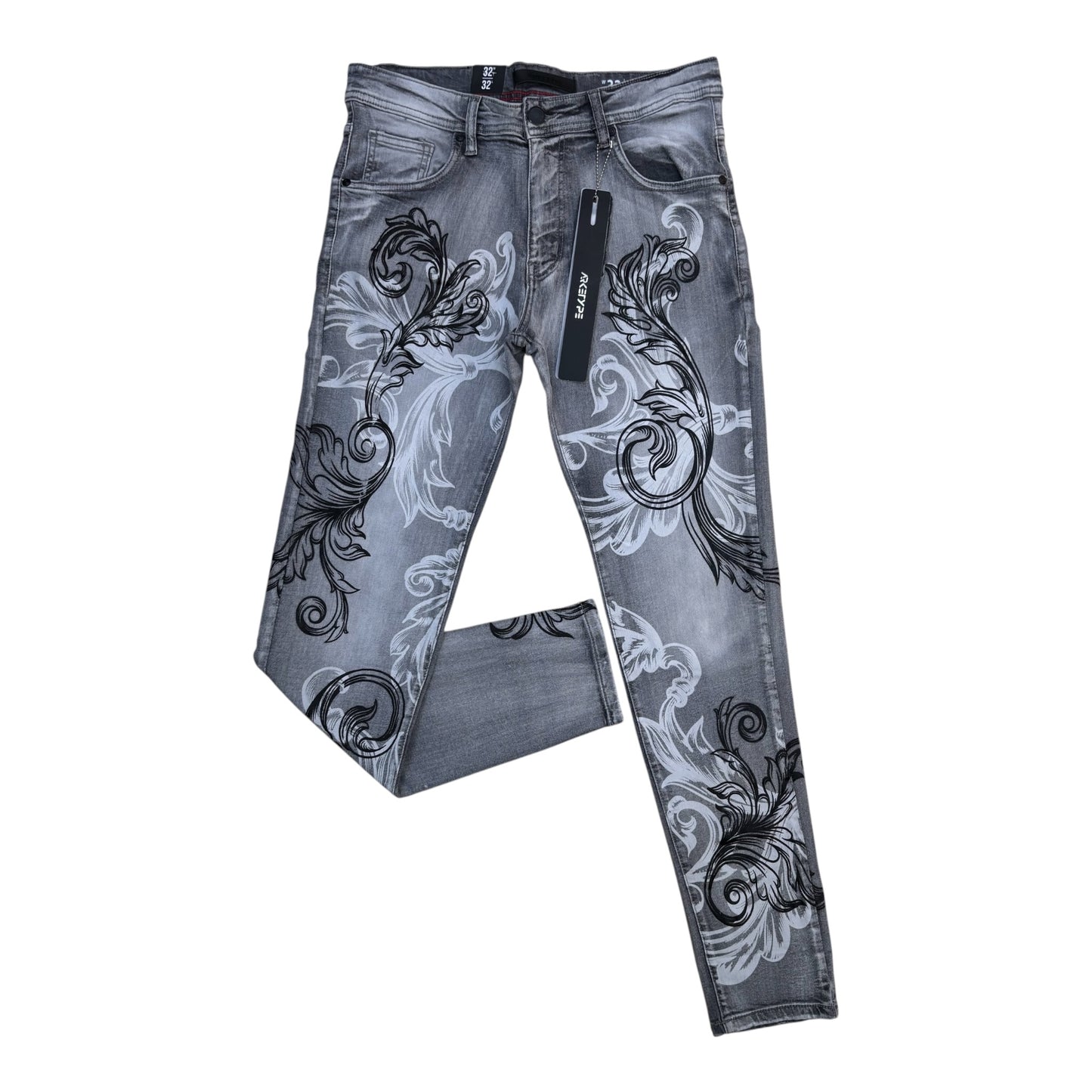 P614 - Victory Baroque Style Slim-Fit Stretch Jeans