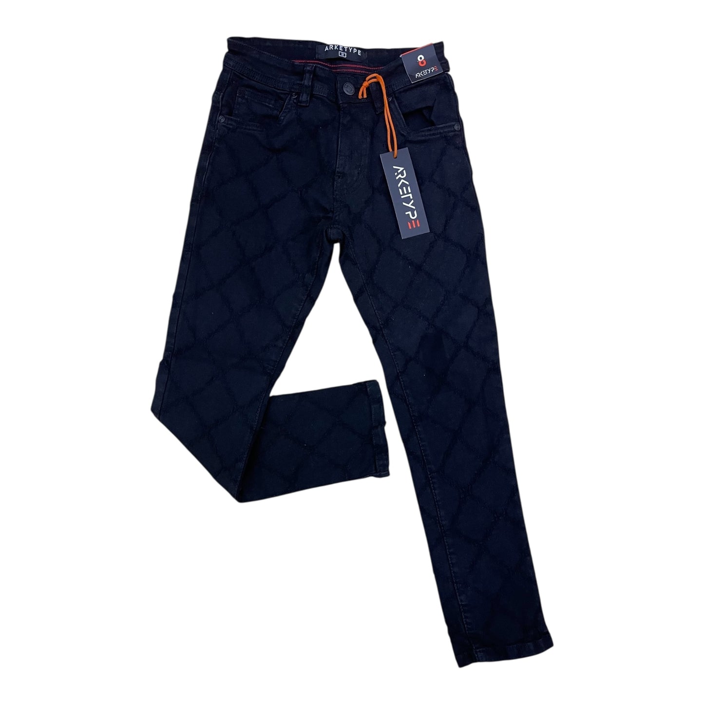 P428K - Boy's/Kids Diamond Pattern Slim-Fit Stretch Jeans