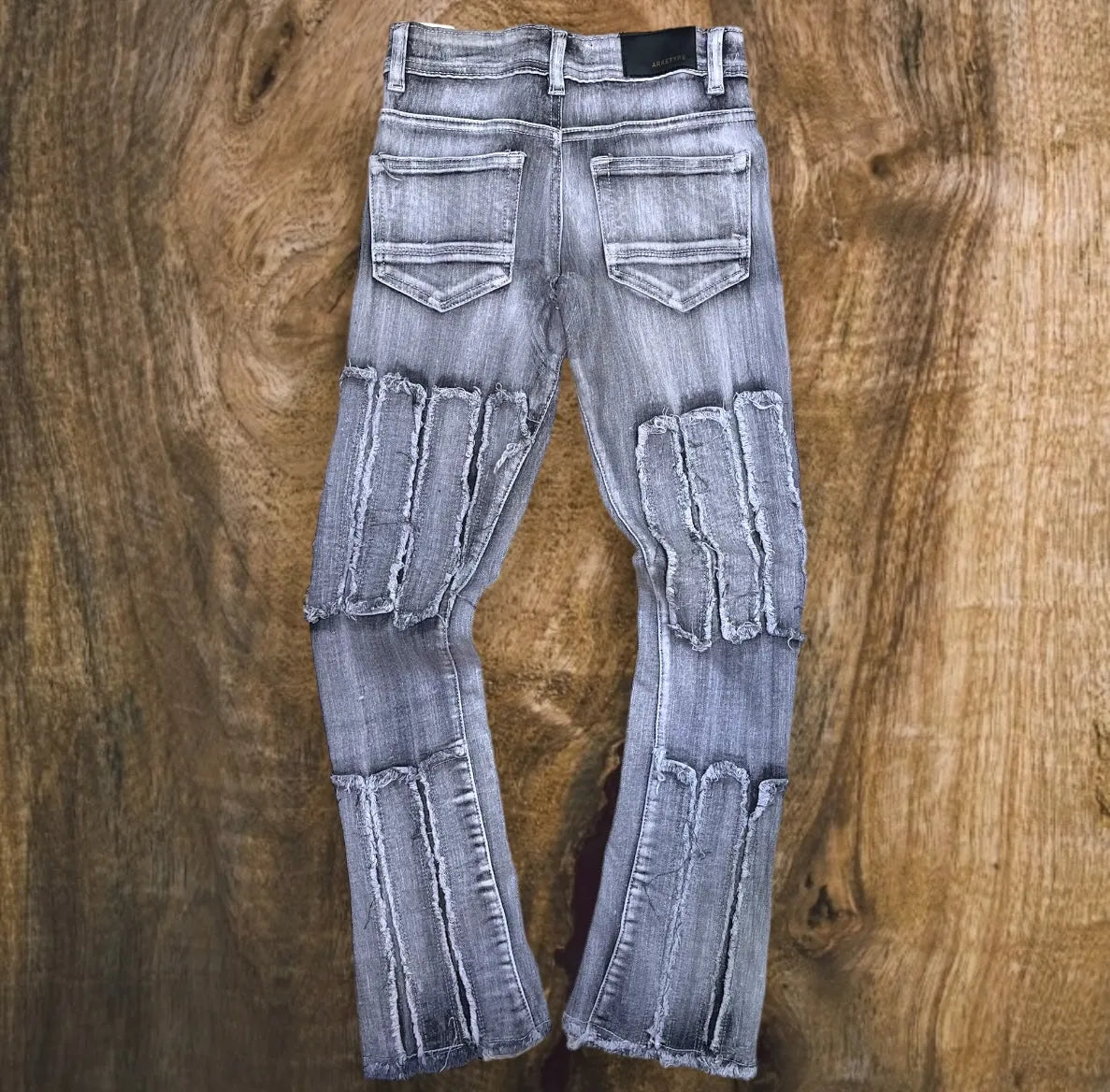 P483K - Vertical Box Rip Stacked Jeans Boys