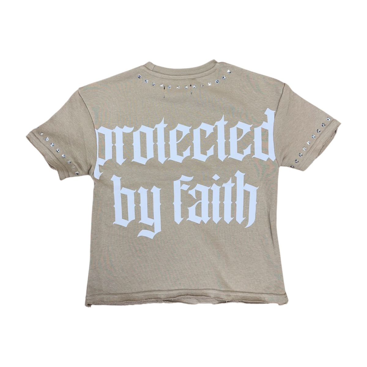 FD2644K - Boy's/Kid's Protected by Faith with Studs French Terry Cropped Top