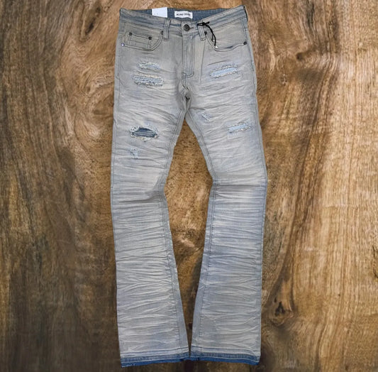 BTP23180 - Slashed Wash Stack Jeans