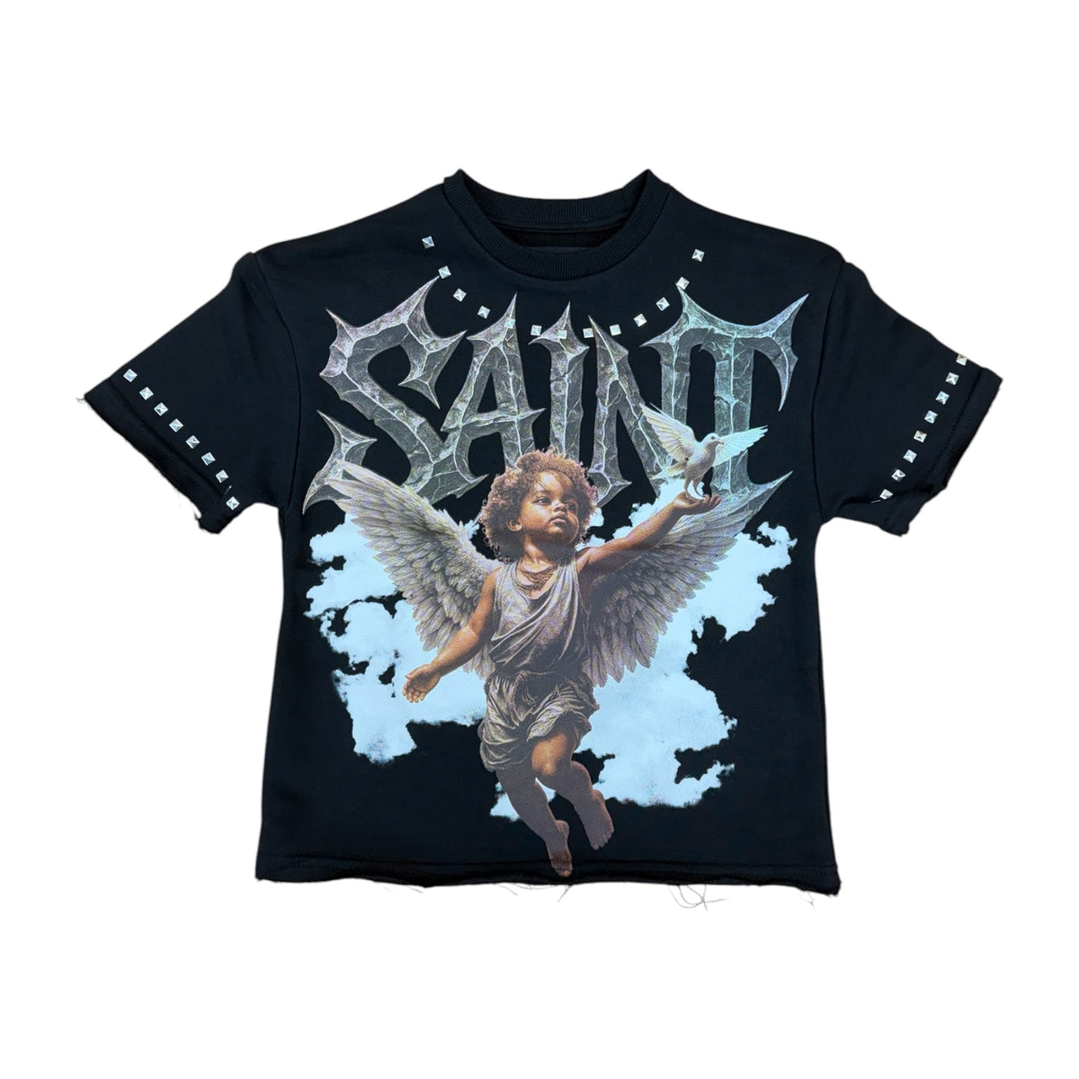 FD2644K - Boy's/Kid's Protected by Faith with Studs French Terry Cropped Top