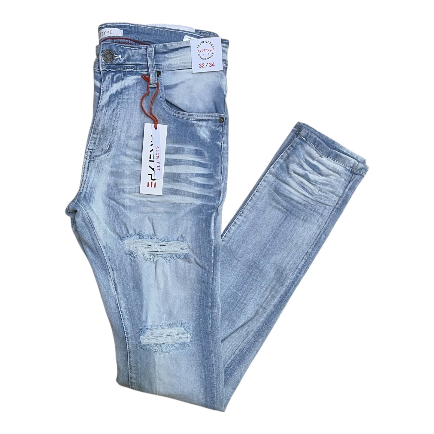 P540N - Double Whisker Rip n Repair Slim-Fit Stretch Jeans