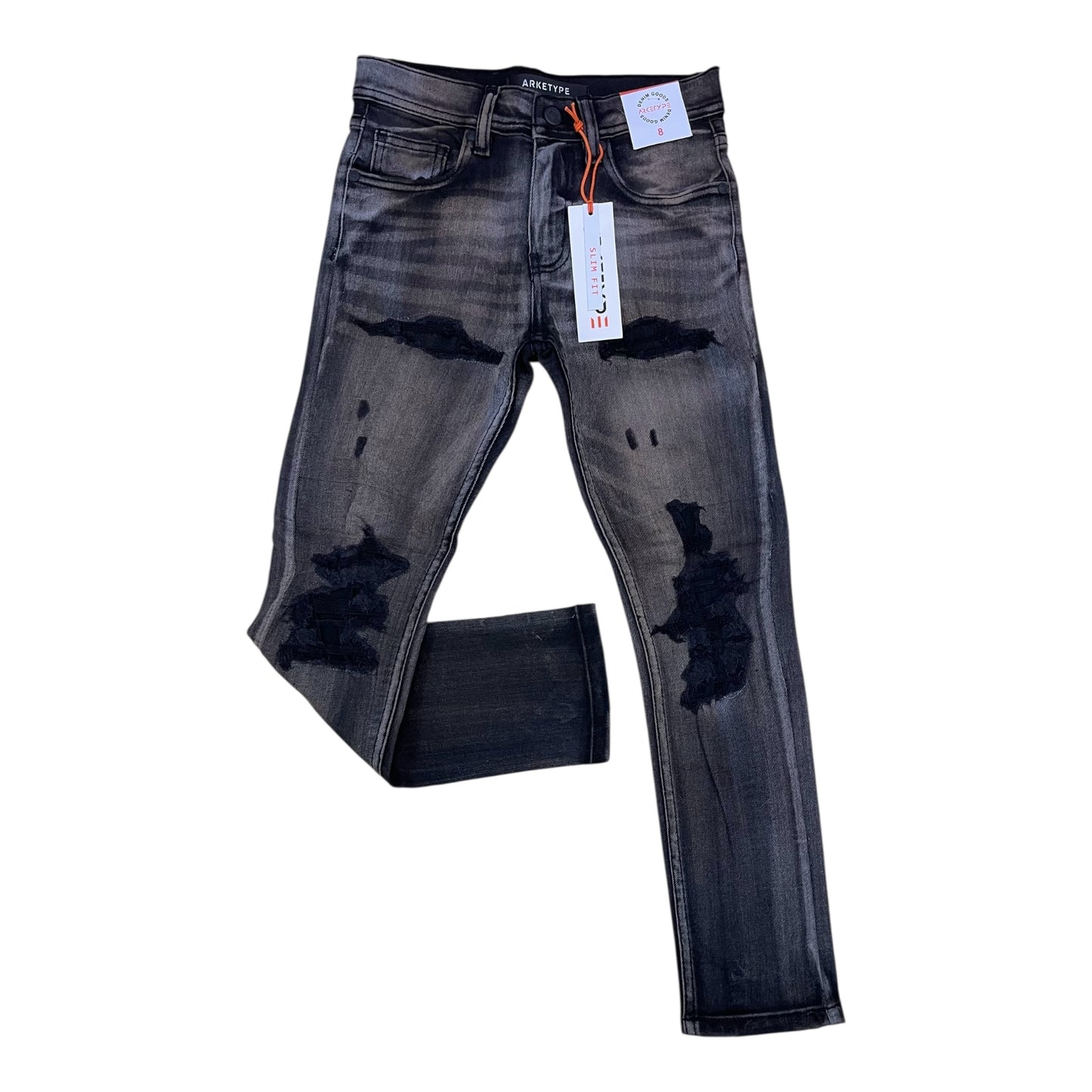 P550K - Boy's/Kids Milan Distressed Slim-Fit Stretch Jeans