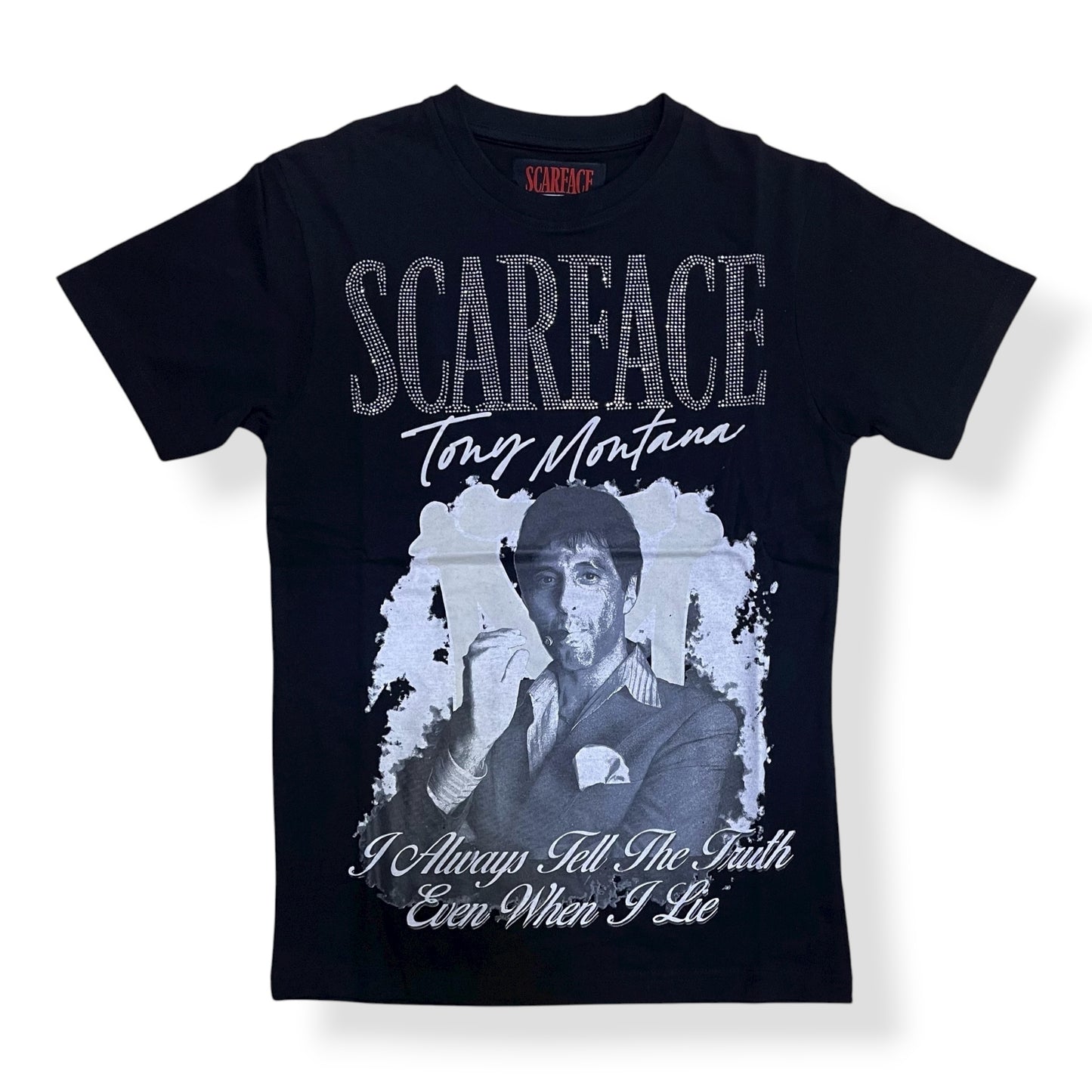 RE5-093 - Scarface Tony Montana Rhinestone Graphic T-Shirt
