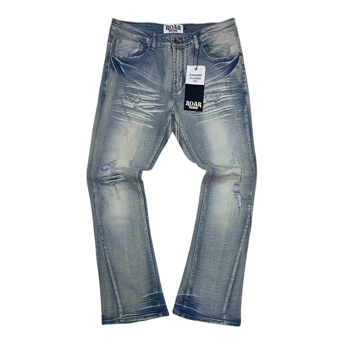 A00-43435 - Distressed Stretch Stacked Flare Jeans