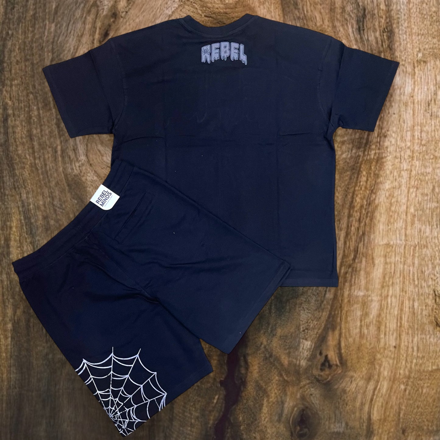 151-169- Rebel Spider Oversized T-Shirt, Shorts SET