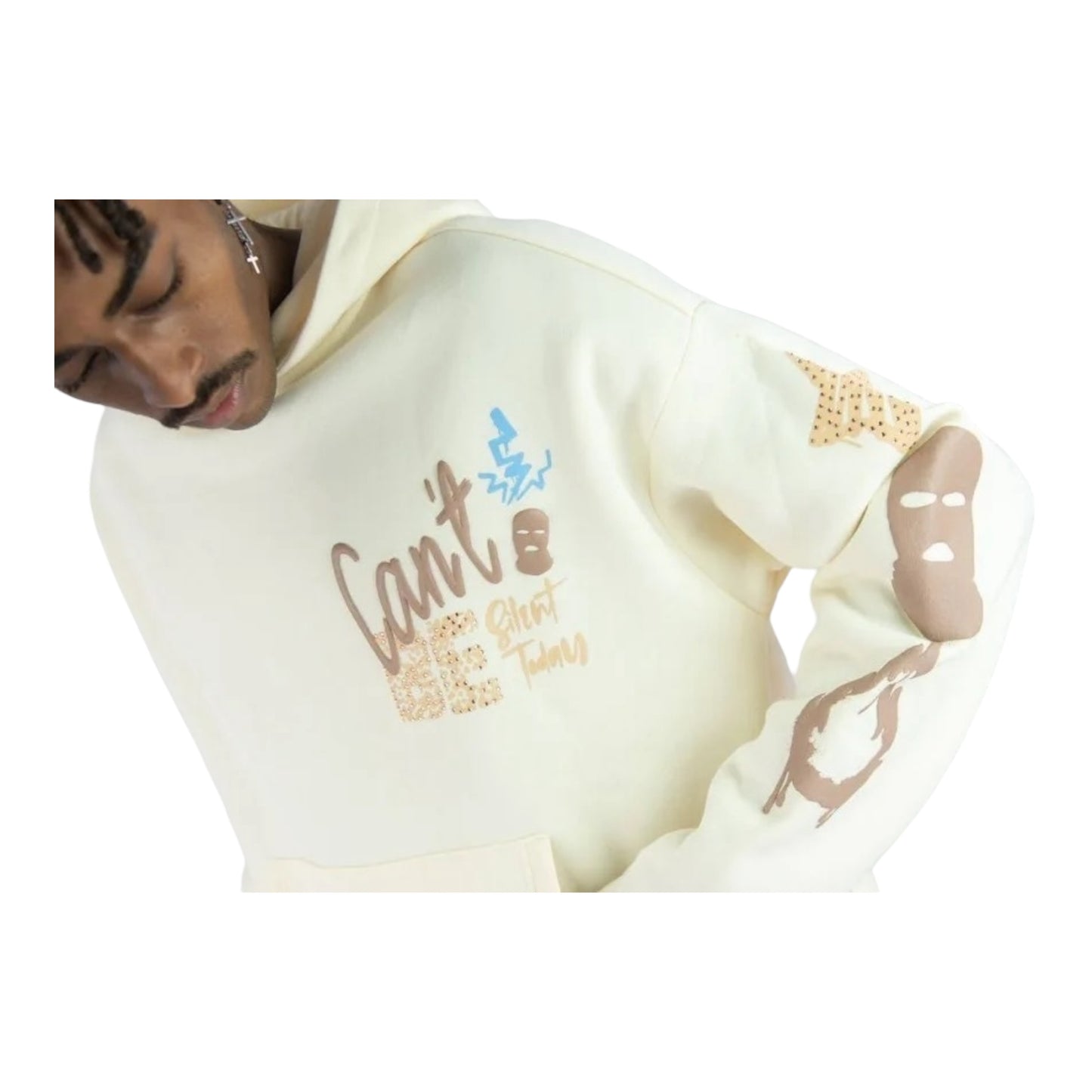 152-317 - CANT BE Graphic Cropped Fleece Hoodie