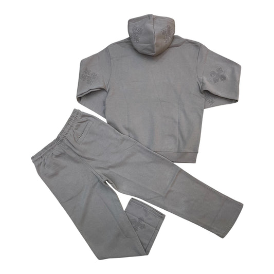 WH-FS565 - Cross Rhinestone Fleece Set w/Straight Pants