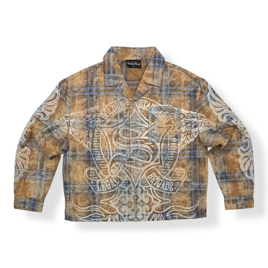 WH25694 - Legacy Brigade Grandeur Plaid Button Down Flannel Cropped Shirt